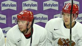 Среда. Кельн. Сергей МОЗЯКИН (слева) и Александр БАРАБАНОВ на тренировке сборной России.