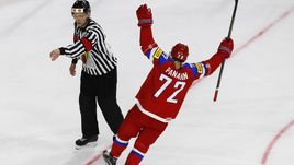 Сегодня. Кельн. Швеция - Россия - 1:2 Б. Артемий ПАНАРИН празднует победный буллит.