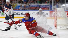 Сегодня. Кельн. Россия - США - 3:5. Защитник россиян Иван ПРОВОРОВ.