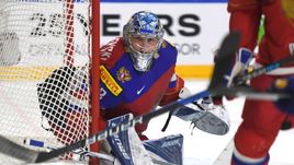 В игре вратарь российской сборной Андрей ВАСИЛЕВСКИЙ.