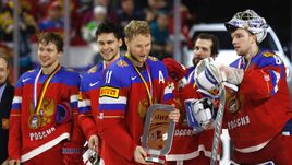 Вчера. Кельн. Россия - Финляндия - 5:3. Наша команда на церемонии награждения бронзовыми медалями.