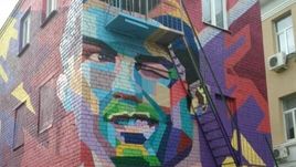 Казань. Граффити с изображением Криштиану Роналду.