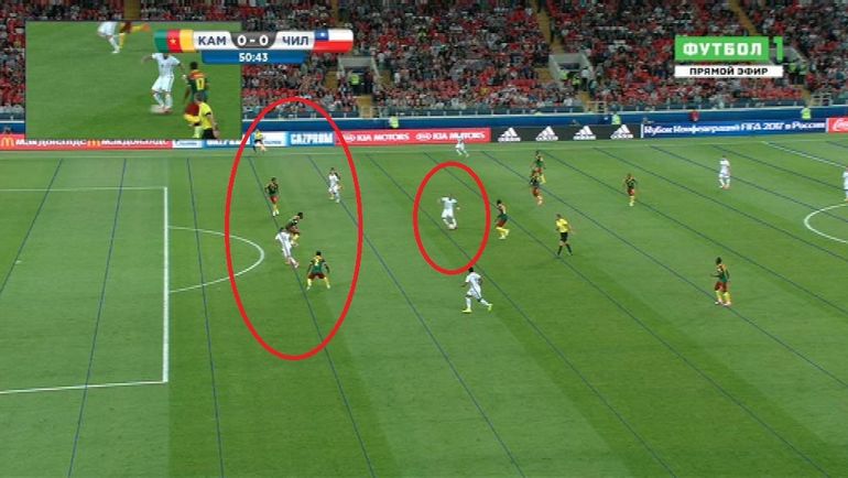 45+1-я минута матча Камерун - Чили. 45+1-я минута матча Камерун - Чили.