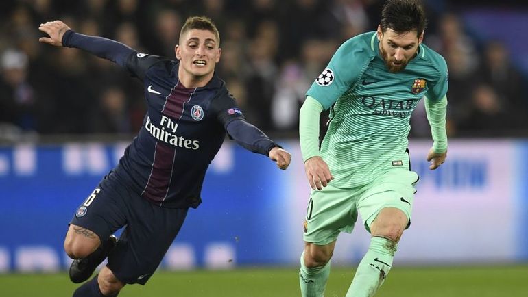 Марко ВЕРРАТТИ (слева), по слухам, уже скоро может стать одноклубником Лионеля МЕССИ. Фото AFP Марко ВЕРРАТТИ (слева), по слухам, уже скоро может стать одноклубником Лионеля МЕССИ. Фото AFP