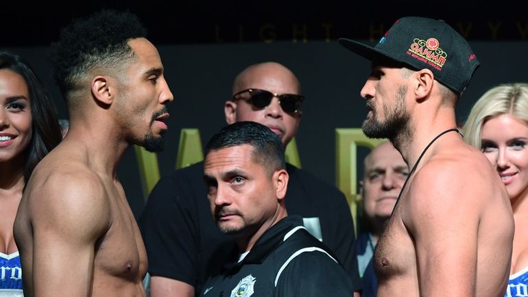 16 июня. Лас-Вегас. Анде УОРД (слева) и Сергей КОВАЛЕВ перед реваншем. Фото AFP 16 июня. Лас-Вегас. Анде УОРД (слева) и Сергей КОВАЛЕВ перед реваншем. Фото AFP