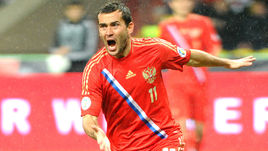 12 октября 2012 года. Москва. Россия - Португалия - 1:0. Александр КЕРЖАКОВ после победного гола.