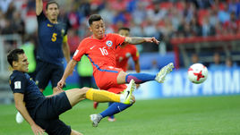 Сегодня. Москва. Чили – Австралия – 1:1. 67-я минута. Мартин РОДРИГЕС сравнивает счет.