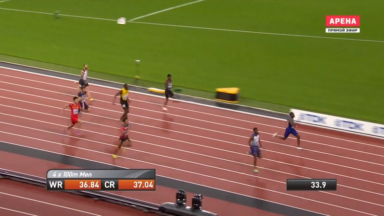 Раскадровка сорванного забега Усэйна Болта в эстафете 4х100 м. Раскадровка сорванного забега Усэйна Болта в эстафете 4х100 м.