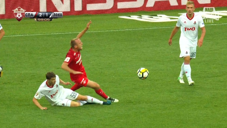 Фол Алексея Миранчука на Денисе Глушакове. Фол Алексея Миранчука на Денисе Глушакове.