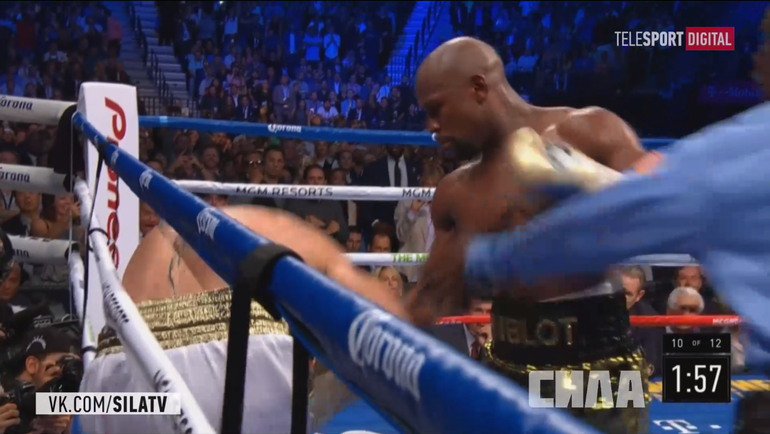 Судья останавливает бой. Судья останавливает бой.