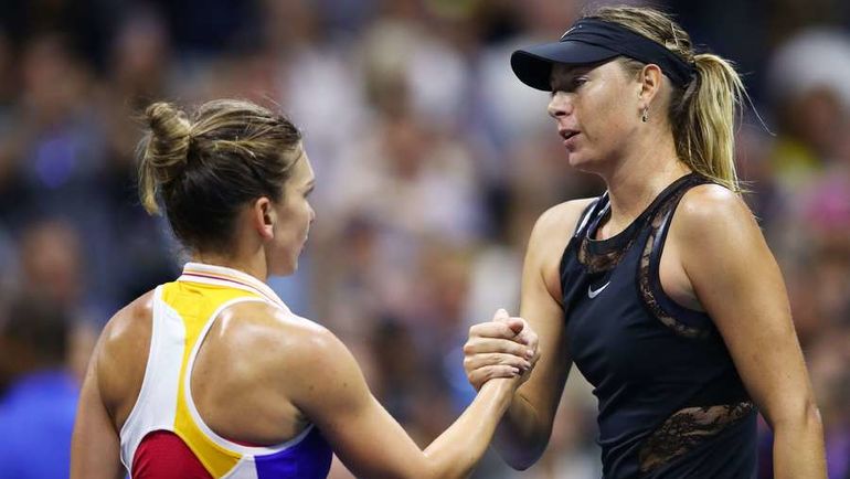 Мария ШАРАПОВА (справа) и Симона ХАЛЕП. Фото AFP Мария ШАРАПОВА (справа) и Симона ХАЛЕП. Фото AFP