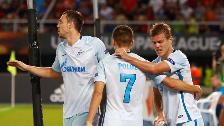 Артем ДЗЮБА, Дмитрий ПОЛОЗ и Александр КОКОРИН отмечают гол в ворота соперника. Фото AFP Артем ДЗЮБА, Дмитрий ПОЛОЗ и Александр КОКОРИН отмечают гол в ворота соперника. Фото AFP