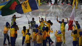 21 августа 2016 года. Рио-де-Жанейро. Делегация из Барбадоса во время церемонии закрытия Олимпиады-2016.