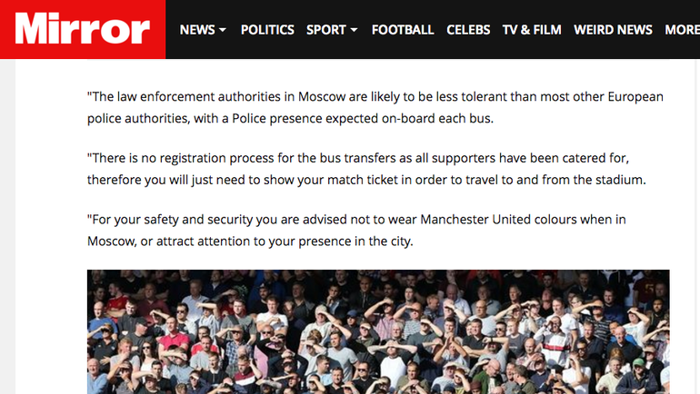 Предупреждение для английских фанатах о суровой российской полиции. Предупреждение для английских фанатах о суровой российской полиции.