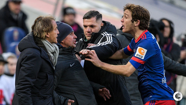 Сегодня. Москва. ЦСКА - "Зенит". Стычка МАРИУ ФЕРНАНДЕСА и Роберто МАНЧИНИ.