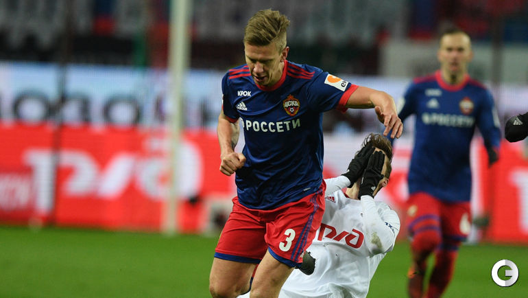 Сегодня. Москва. "Локомотив" - ЦСКА - 2:2. Понтус ВЕРНБЛУМ бьет Алексея МИРАНЧУКА.