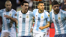 Хавьер МАСКЕРАНО, Анхель ДИ МАРИЯ, Серхио АГУЭРО и Эвер БАНЕГА.