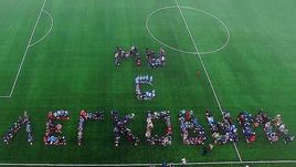 Флешмоб в поддержку российского лыжника Александра Легкова в подмосковном городе Пересвет.