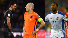 Горечь Джанлуиджи БУФФОНА (слева) и Арьена РОББЕНА (в центре), радость панамцев после выхода на ЧМ-2018.