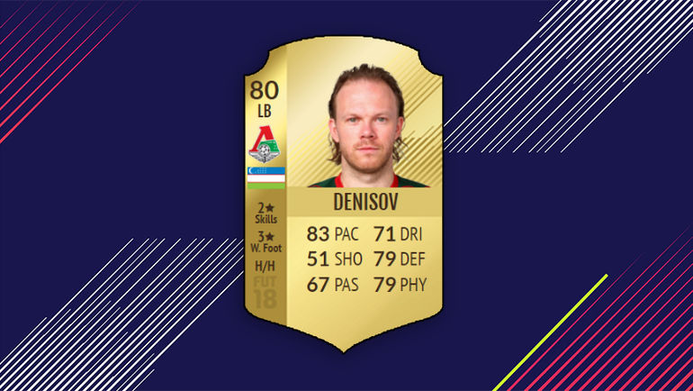 Карточка Виталия Денисова в FIFA 18. Карточка Виталия Денисова в FIFA 18.