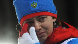9 февраля 2014 года. Сочи. Слезы биатлонистки Ольги ВИЛУХИНОЙ после гонки, в которой она завоевала серебряную медаль.