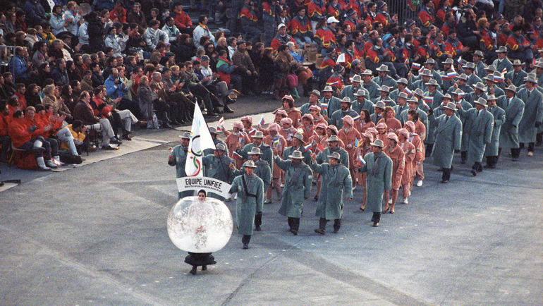 В 1992 году Объединенная команда выступала под флагом МОК. Фото Игорь Уткин и Александр Яковлев /ИТАР-ТАСС/ В 1992 году Объединенная команда выступала под флагом МОК. Фото Игорь Уткин и Александр Яковлев /ИТАР-ТАСС/