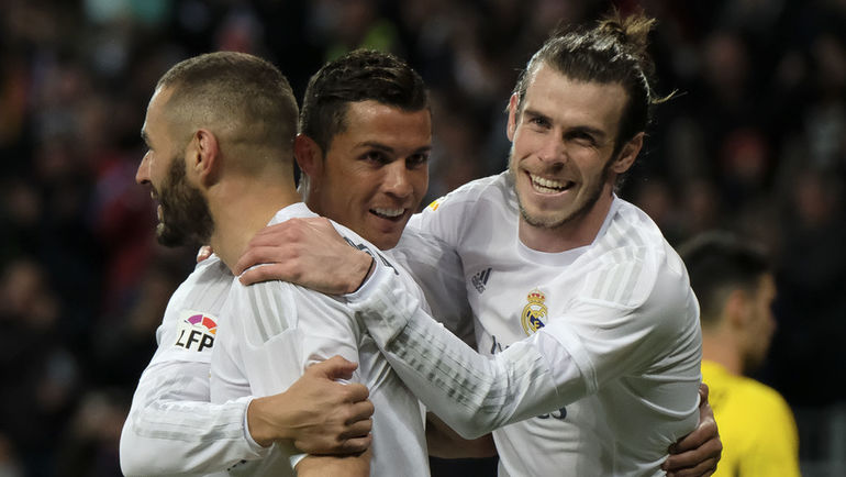 Карим БЕНЗЕМА, КРИШТИАНУ РОНАЛДУ, Гарет БЭЙЛ. Фото AFP Карим БЕНЗЕМА, КРИШТИАНУ РОНАЛДУ, Гарет БЭЙЛ. Фото AFP