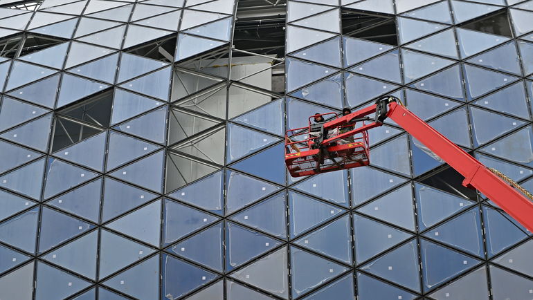 Новый фасад стадиона. Фото ВТБ Арена Парк Новый фасад стадиона. Фото ВТБ Арена Парк