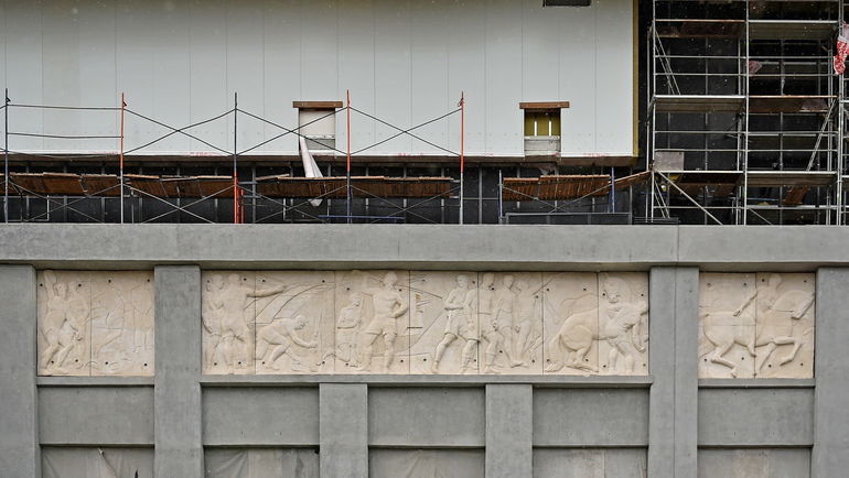 Восстановленный фасад стадиона. Фото ВТБ Арена Парк Восстановленный фасад стадиона. Фото ВТБ Арена Парк