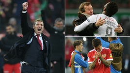 Эмоции чемпиона России, главного тренера "Спартака" Массимо КАРРЕРЫ, лидеров премьер-лиги, главного тренера "Локомотива" Юрия СЕМИНА и форварда Джефферсона ФАРФАНА, лидера сборной России после неудачи на Кубке конфедераций Федора СМОЛОВА.