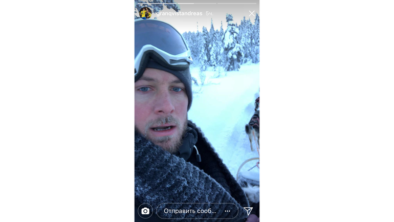 Андреас ГРАНКВИСТ катается на собачьей упряжке. Фото instagram.com/ Андреас ГРАНКВИСТ катается на собачьей упряжке. Фото instagram.com/