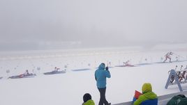 Вид на установки для стрельбы во время мужской эстафеты.