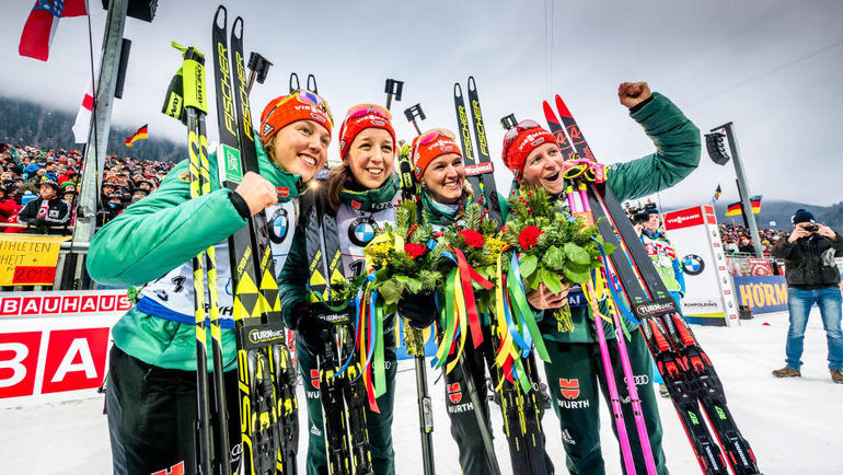 Сборная Германии выиграла домашнюю эстафету. Фото Biathlonworld.com Сборная Германии выиграла домашнюю эстафету. Фото Biathlonworld.com