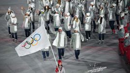 Сборная России на открытии Олимпиады-2018.