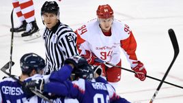 Сегодня. Пхенчхан. Словакия - Россия - 3:2. Реакция Александра БАРАБАНОВА (№94) на третий, ставший победным, гол сборной Словакии.