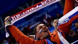 Воскресенье. Пхенчхан. Россия – Германия – 4:3 ОТ. Фанат сборной России во время олимпийского финала.