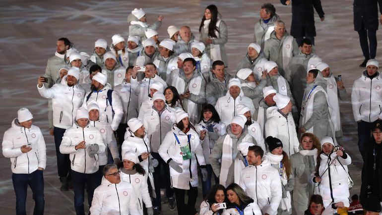 Российская делегация на церемонии закрытия Игр-2018 в Пхенчхане. Фото REUTERS Российская делегация на церемонии закрытия Игр-2018 в Пхенчхане. Фото REUTERS