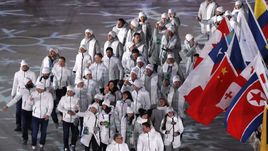 Российская делегация на церемонии закрытия Олимпиады-2018.