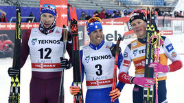 Суббота. Лахти. Глеб РЕТИВЫХ (слева), Йоханнес КЛЕБО (справа) и Федерико ПЕЛЛЕГРИНО.