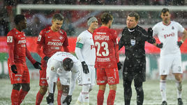 4 марта 2018 года. Москва. Футболисты во время матча "Локомотив" - "Спартак".