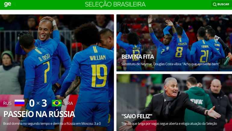 Портал Globo о матче Россия - Бразилия (0:3). Портал Globo о матче Россия - Бразилия (0:3).