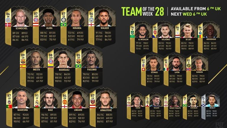 28-я команда недели FIFA 18. Фото EA Sports 28-я команда недели FIFA 18. Фото EA Sports
