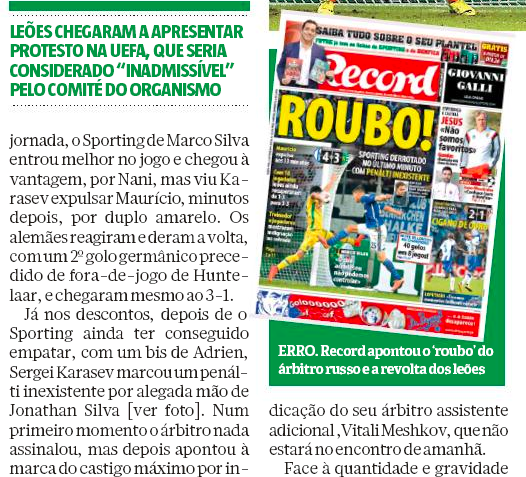 Португальская пресса назвала Карасева вором. Португальская пресса назвала Карасева вором.