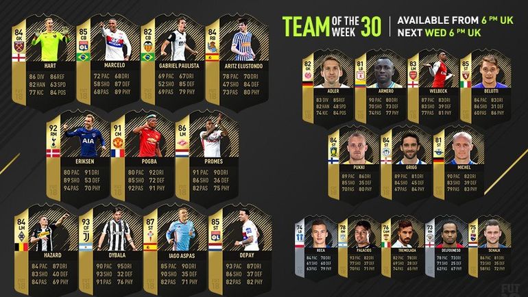 30-я команда недели FIFA 18. Фото EA Sports 30-я команда недели FIFA 18. Фото EA Sports