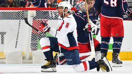 Сегодня. Коламбус. "Коламбус" - "Вашингтон" - 1:4. Александр ОВЕЧКИН празднует заброшенную шайбу.