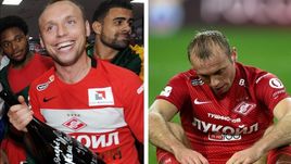 Денис ГЛУШАКОВ после победы в чемпионате России в 2017 году (слева) и после поражения от "Тосно" в полуфинале Кубка России 2017/18.