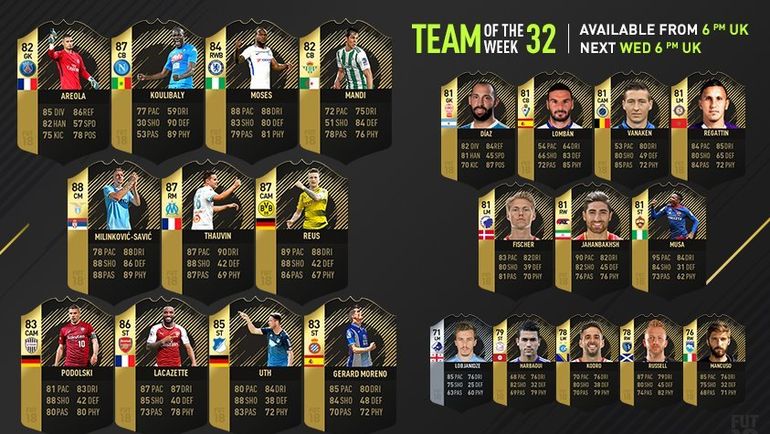 32-я команда недели FIFA 18. Фото EA Sports 32-я команда недели FIFA 18. Фото EA Sports