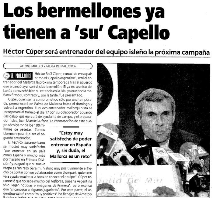 Заголовок статьи о приезде Купера в Испанию. Фото El enganche Заголовок статьи о приезде Купера в Испанию. Фото El enganche