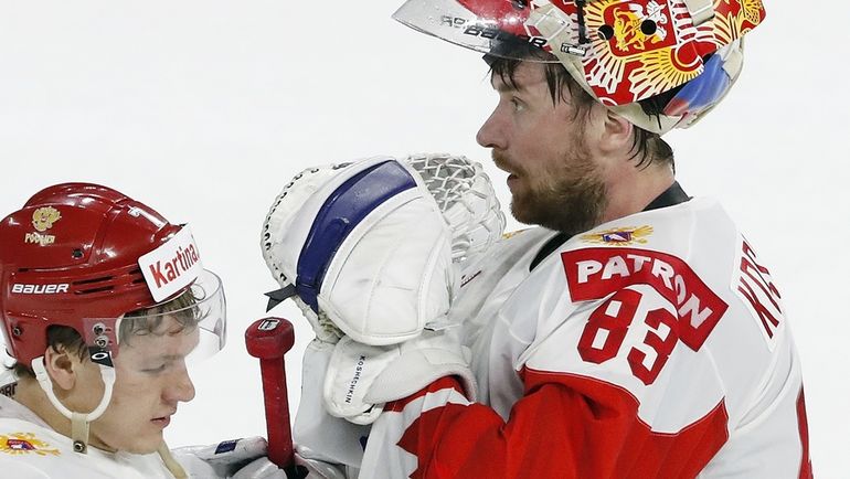 Четверг. Копенгаген. Чехия - Россия - 4:3 ОТ. Кирилл КАПРИЗОВ и Василий КОШЕЧКИН. Фото REUTERS Четверг. Копенгаген. Чехия - Россия - 4:3 ОТ. Кирилл КАПРИЗОВ и Василий КОШЕЧКИН. Фото REUTERS