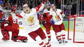 Четверг. Копенгаген. Чехия - Россия - 4:3 ОТ. Радость россиян после заброшенной шайбы.